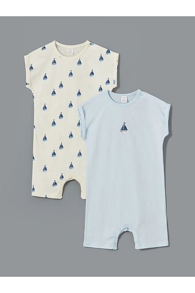 LC Waikiki Crew Neck Printed Baby Boy Jumpsuit 2-pack