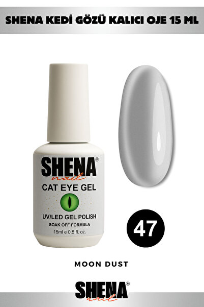 Shena Kalıcı Oje Kedi Gözü 15 ml - 47 Metalik Gümüş - Cat Eye Uv/led Gel Poli...