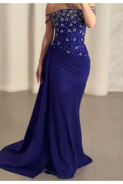 NR FASHION Blue dress with luxurious embroidery