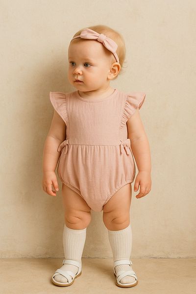 Minytrendy Baby Girl Romper Summer Muslin Bandana Socks Eid Baby Outfit Newborn Jumpsuit