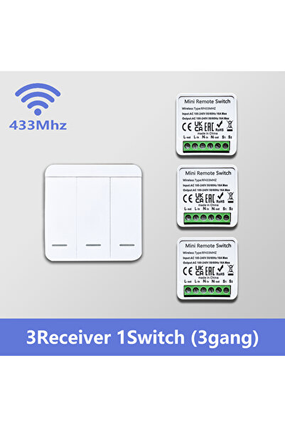 Choice 3Receiver 1Switch RF 433 MHz Smart Switch Mini DIY Wireless Remote Control Light Relay Receiver 1/2/