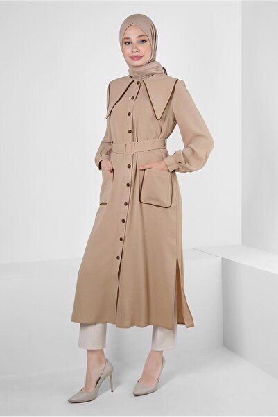 Alvina COLLAR DETAILED BELTED POCKET TUNIC 43907