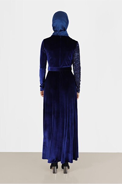 Alvina PULLU KADİFE ELBİSE 40299