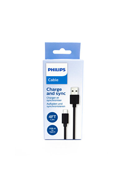 Philips 3A 45W UsbA to Type-C Hızlı Şarj ve Data Kablosu 1.2Metre Siyah DLC3541A/00