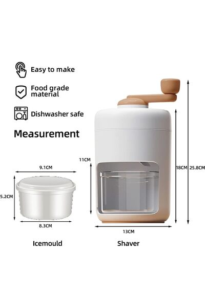 Generic Manual Shaved Ice Machine & Snow Cone Maker | Portable Hand Crank Ice Crusher w/ Freezing Mold