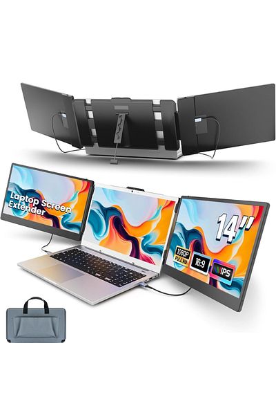 Velixo Triple Laptop Monitor 14” Ips Fhd, 13”-17”, 60hz, Usb-c, Windows/mac/linux, Portable, Bag Included