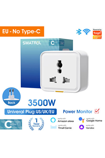 Choice قابس عالمي 100-240 فولت من نوع 3 SMR-MG-CZ107W-EU من Tuya Smart Home P...