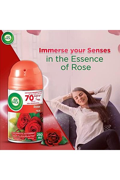 Air Wick Freshmatic Refill 250ml – Automatic Rose Fragrance Spray for Home & Office Air Freshening