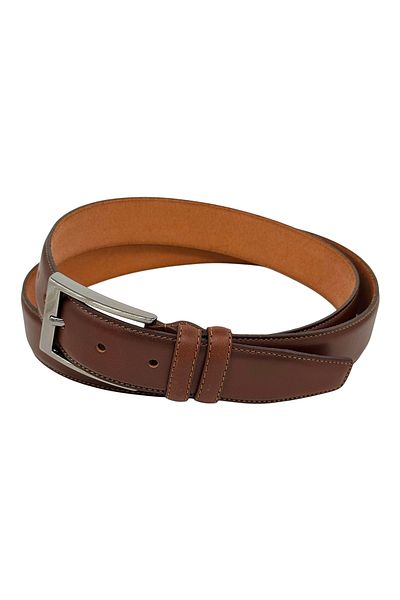 Süzer Deri 3.5 Cm. Classic Genuine Leather Stitched Model Solid Color Men's Belt Light Brown