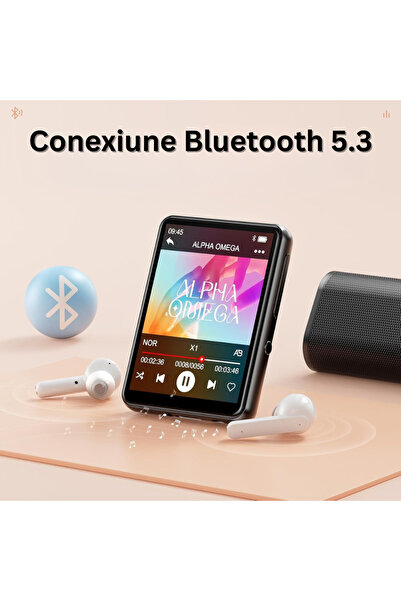 Velixo Player MP3 cu ecran tactil de 2,4", Bluetooth 5.3, 128 GB, HiFi, radio FM, înregistrator vocal, carte electronică, alarmă