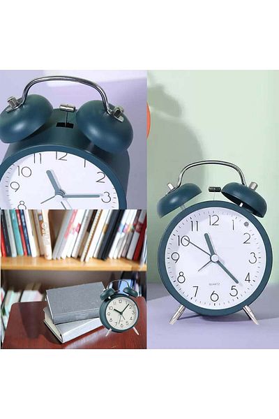 PUFO Prime table alarm clock with dial lighting button, metallic, 15 cm, green
