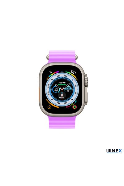 Winex Mobile Winex 42-49mm Yeni Nesil Apple Uyumlu Akıllı Saat Kordonu Silikon Mor