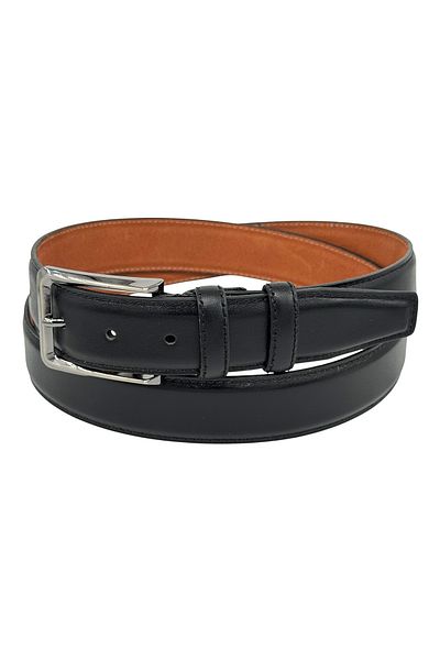 Süzer Deri 3.5 Cm. Classic Genuine Leather Stitched Model Solid Color Men's Belt Black