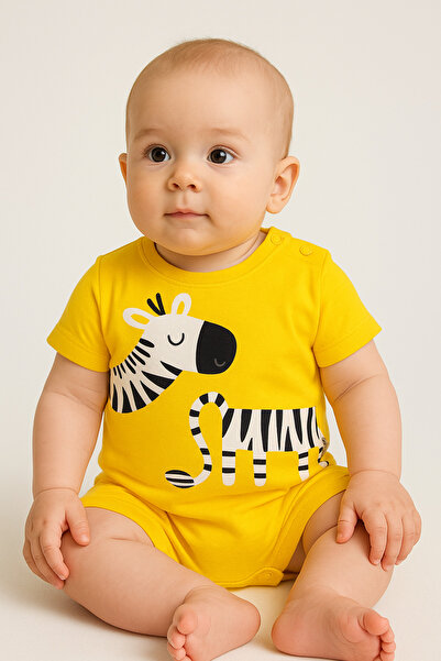 bebekyol Zebra Figürlü Bebek Yazlık Tulum