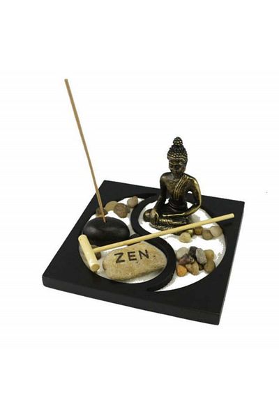 PUFO Feng Shui decorative set with candle holder and incense sticks with Buddha statuette