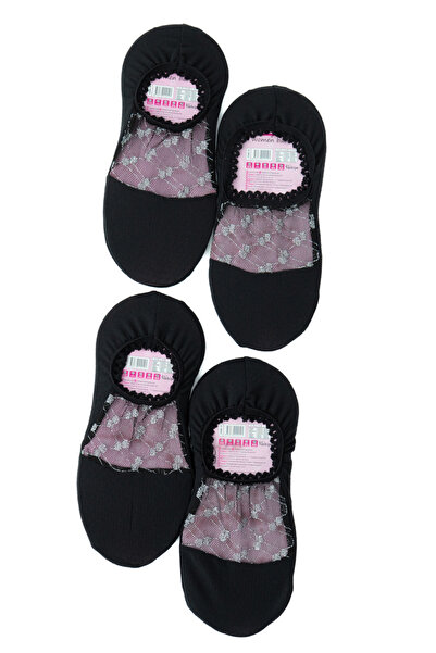 Ottoland Kadın Babet Gün Çorabı 4'lü Dikişsiz Pamuk Örme Dantelli DüzRenk Lik...