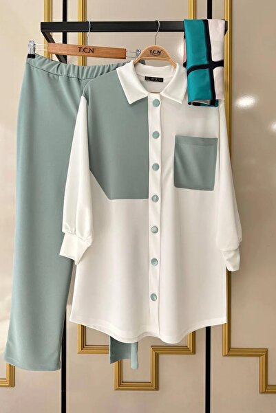 Mercan Part Detail Scuba Crepe Fabric Set of 2