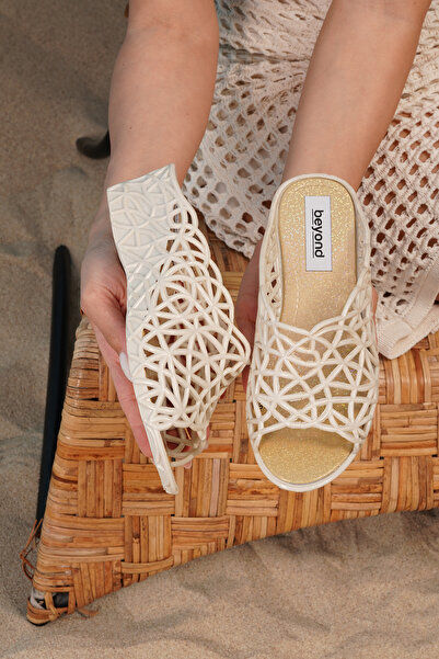 Beyond Women's Beige Curlly High-Sole Slippers 5cm Byndcrl01