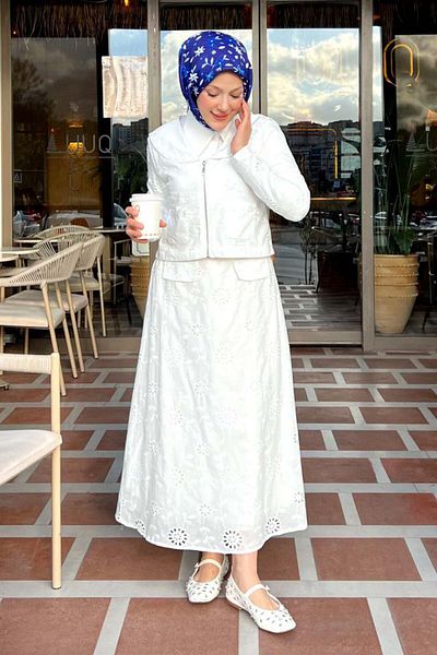benguen Hijab Top - Bottom Set - White - Regular fit