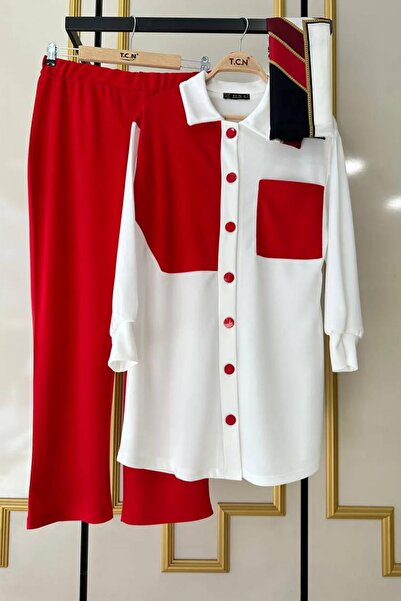 Mercan Part Detail Scuba Crepe Fabric Set of 2