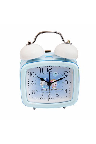 PUFO Ceas deșteptător pentru copii Joy, cu buton de iluminare a cadranului, 16 cm, model You&Me, albastru
