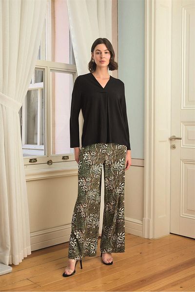 MONAMİSE Set pijamale cu mâneci lungi cu frunze de flori și modele etnice