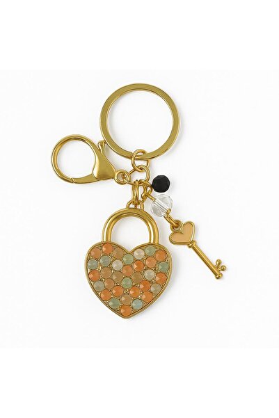 ela777 Breloc și ornament pentru geantă cu detaliu de inimă din piatră prețio...