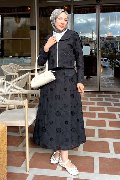 benguen Hijab Top - Bottom Set - Black - Regular fit