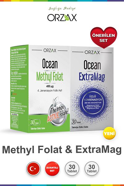 Ocean Methyl Folat 30 Tablets & Ocean Extramag 30 Tablets