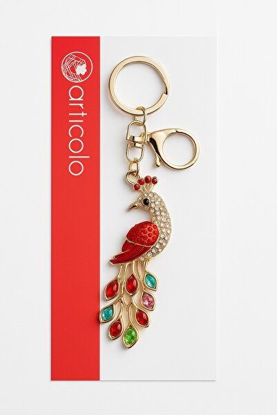 ela777 Breloc și ornament pentru geantă cu păun din piatră de lux, cadou cu f...