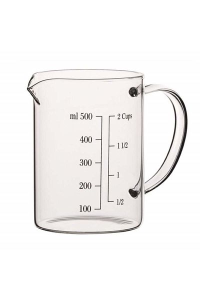 PUFO Pahar gradat din sticlă borosilicată, 500 ml, transparent