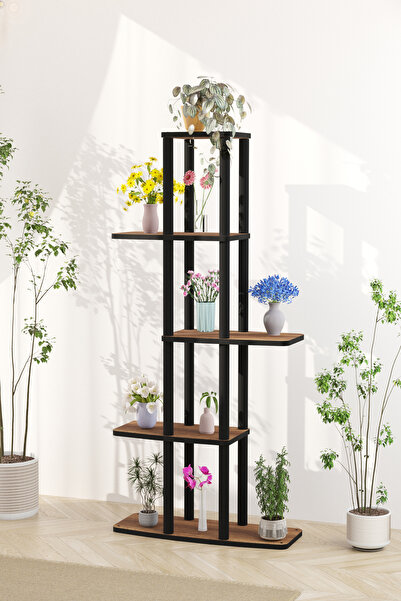 Genel Markalar Yeni Gardenya Çok Katlı Çiçeklik Saksılık Barok Ceviz 18