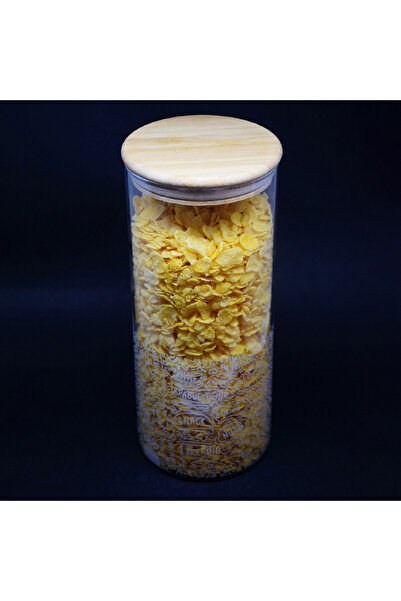 PUFO Borosilicate glass container for sugar, coffee, tea or spices, with airtight bamboo lid, 1.4L