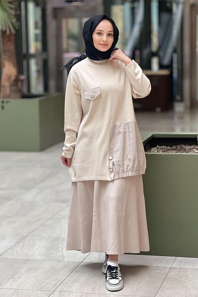 Ghisa Elastic Waist Knitwear Bell Skirt