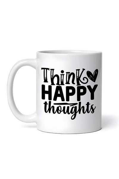 OEM Personalized White Mug, Think Happy Thoughts Heart, Inovatix®. 330 ml