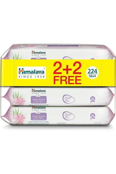 Himalaya Gentle Cleaning Baby Wipes Alcohol and Paraben-Free for Sensitive Skin by - 224 Wipes