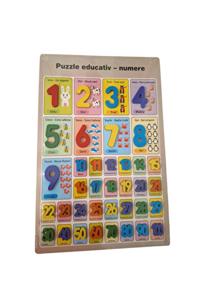 OEM Puzzle Educativ Din Lemn Cu 37 De Piese, Tematica Numere Si Simboluri, Di...