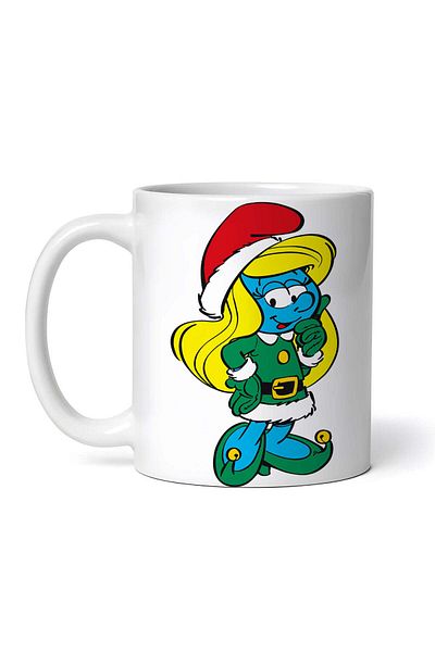 OEM Personalized White Mug, The Smurfs Smurfette Christmas, Inovatix®. 330 ml