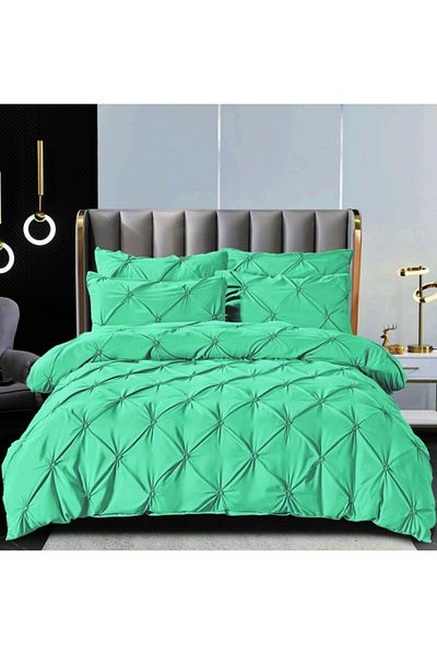 JOJO Double bed linen, Cotton with Pleats, 6 pieces, 230x250cm, Turquoise