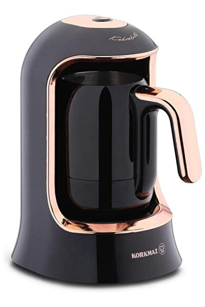 KORKMAZ ماكينة قهوة أوتوماتيكية ديلوكس من كوركماز قهوكوليك، لون أسود/وردي