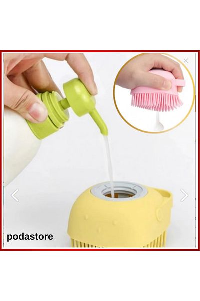 podastore Silicone Bath Scrub with Liquid Shampoo Tank |   Soft Textured for Massage and Cleaning
