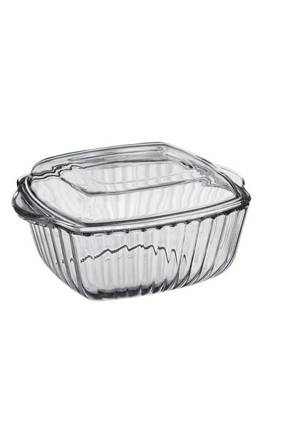 ABYZ Bol pătrat rezistent la căldură cu capac, dimensiuni 232x190mm, transparent