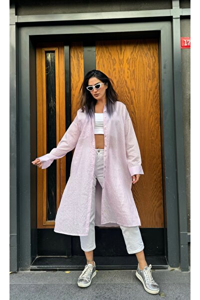 Butik Uzun çizgili salaş gömlek elbise