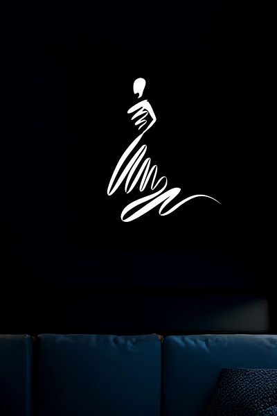 Angels Passion Calligraphic Woman's Dress Leather Wall Panel with Reflector Detail - Abstract Art