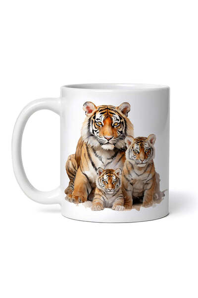 OEM Cană albă personalizată, Tigru cu pui, INOVATIX®. 330ml