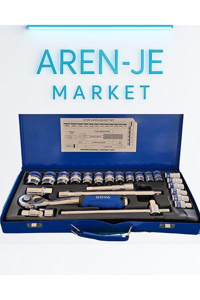 aren je Aren-Je Nova 24 Piece 1/2” Socket Set – Ratcheting Sleeve & Carrying Box