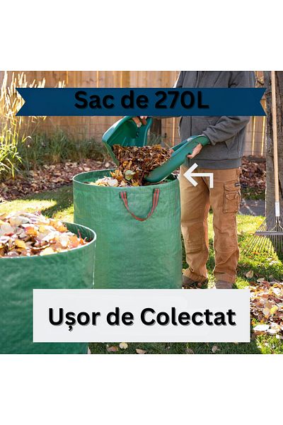 Velixo Garden Basket 270l, Foldable, Waterproof, With Handles, For Leaves, Grass, 76x67 Cm, Reusable