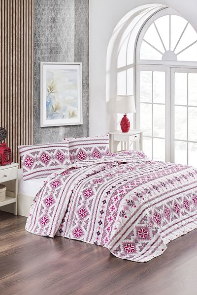 MARLA HOME Double Pique Bed Cover Set | 200X220Cm | 2 Pillow Cases | Multi-Purpose Blanket | Cotton