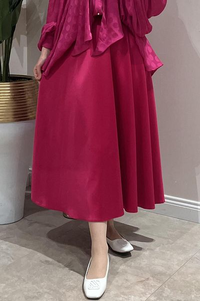 Ghisa Elastic Waist Satin Bell Cut Skirt