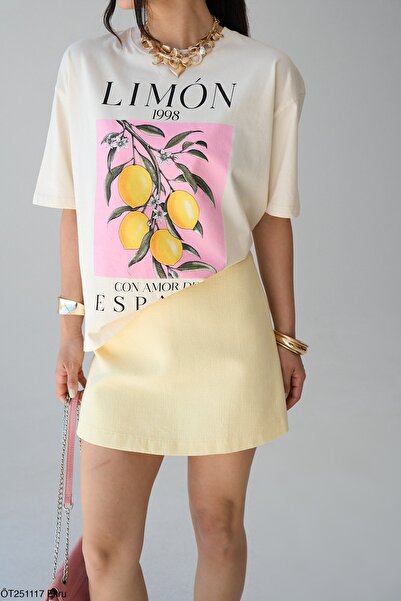 GLAM Sarı A kesim mini etek